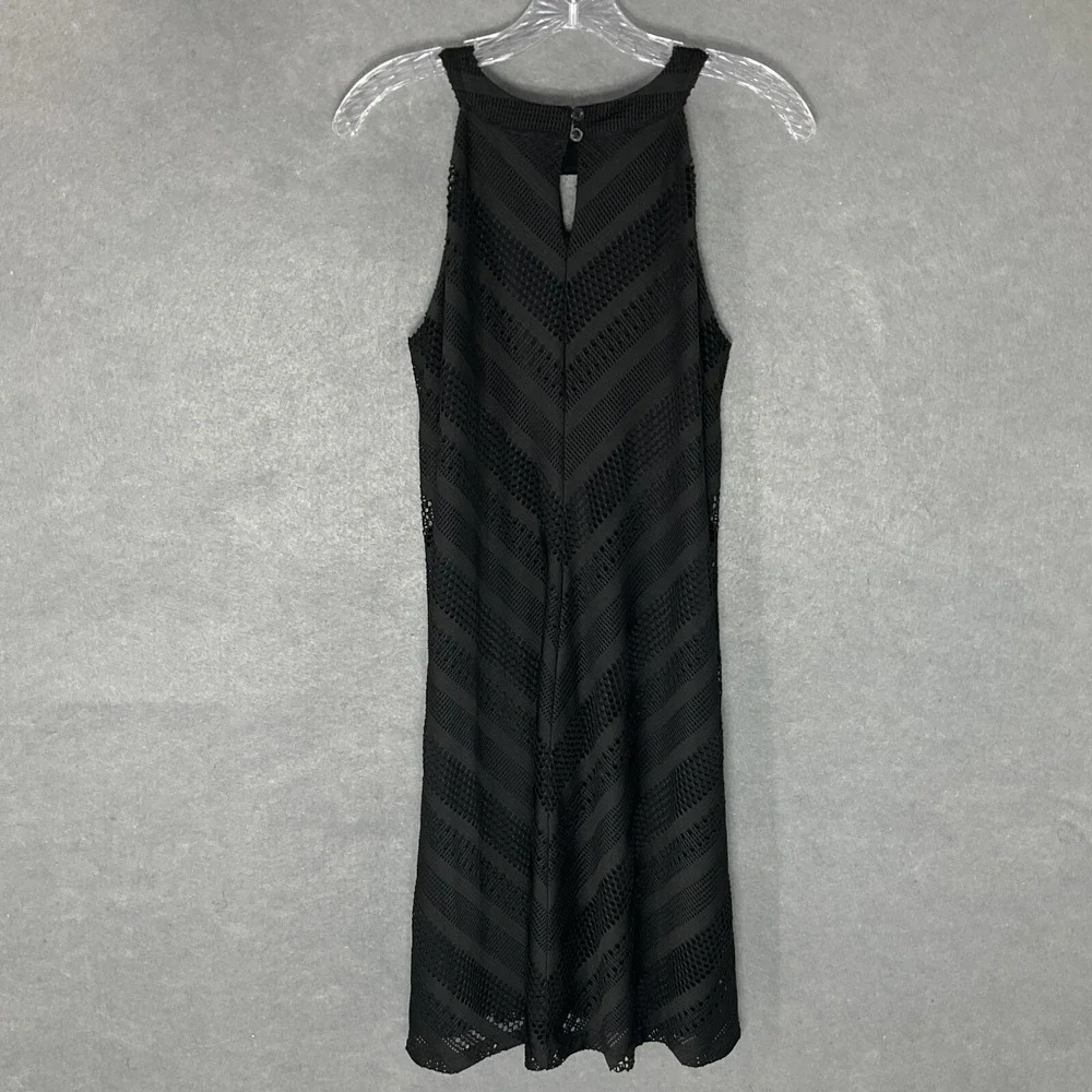 Roz & Ali Dress Womens Sz L Black Halter Cut‎ Out Eyelet Sleeveless Fit & Flare